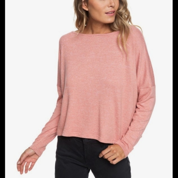 Roxy your time pink casual skater crop sweater long sleeve medium - Picture 2 of 8